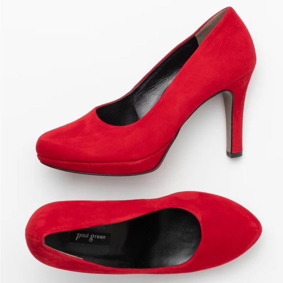 Paul Green Red Suede Pumps - Picture 1 of 8